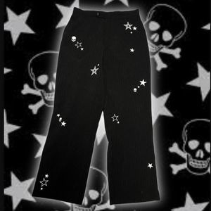 Goth pinstripe skull trousers